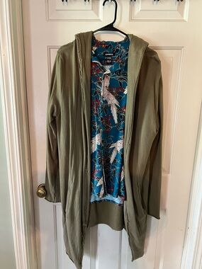 H&M Olive Green Hooded Long Cardigan